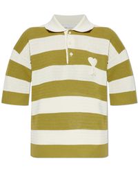 Ami Paris - Striped Pattern Polo - Lyst