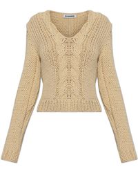 Jil Sander - Wool Sweater With Decorative Knit - Lyst