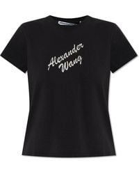 Alexander Wang - T-Shirt With A Logo Finished With Shiny Appliqués - Lyst