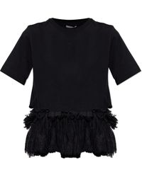 McQueen - T-Shirt With Lace Trim - Lyst