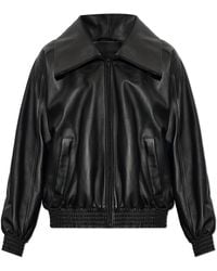 Balenciaga - Leather Jacket With A Wide Collar - Lyst