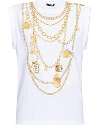 Balmain - Top With Print And Appliqués - Lyst