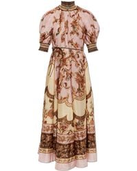 Zimmermann - Silk Dress With Print - Lyst
