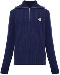 Moncler - Wool Turtleneck With Logo Patch - Lyst