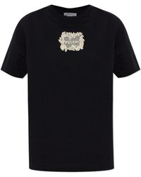 McQueen - T-Shirt With Lace Applique - Lyst
