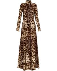 Dolce & Gabbana - Silk Dress With Animal Print - Lyst