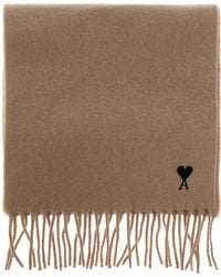 Ami Paris - Wool Scarf With Logo - Lyst