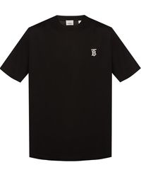 Burberry Cotton Monogram Logo Embroidered T-shirt in Black for Men - Lyst