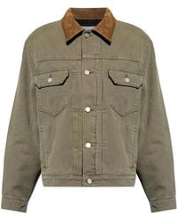 FRAME - Jacket With Suede Collar - Lyst