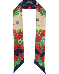 Moschino - Silk Scarf With Floral Motif - Lyst
