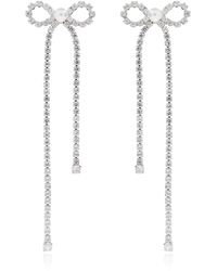 Self-Portrait - Long Earrings With Shimmering Crystals - Lyst