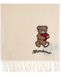 Moschino - Wool Scarf With A Characteristic Teddy Bear Motif - Lyst