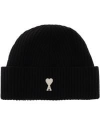 Ami Paris - Wool Beanie With Sewn Logo - Lyst