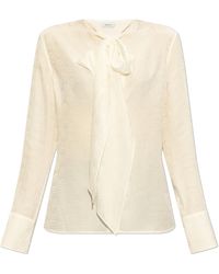 Ferragamo - Silk Shirt With Tie Detail - Lyst