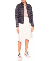 Moncler Asymmetrical Skirt With Logo Cream - Natural
