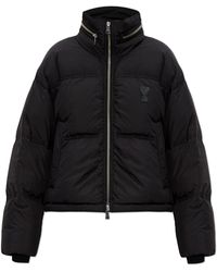 Ami Paris - Hooded Down Jacket With Stowable Collar - Lyst