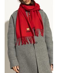 Moschino - Wool Scarf With Logo - Lyst