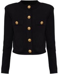 Balmain - Cardigan With Shoulder Pads - Lyst