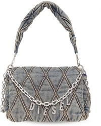 DIESEL - Logo Charm Denim Shoulder Bag - Lyst