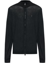 Emporio Armani - Wool Cardigan With Stand-Up Collar - Lyst