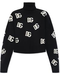 Dolce & Gabbana - Monogrammed Wool Turtleneck Sweater, - Lyst