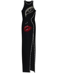 Balmain - Dress With Shimmering Appliques - Lyst