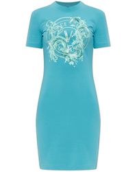Versace Jeans Couture - Dress With Print And Shimmering Sequins - Lyst
