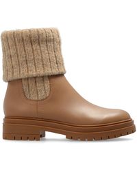 Gianvito Rossi - Elegant Leather Chelsea Boots With Ribbed Knit Cuff - Lyst