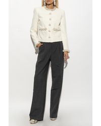 Self-Portrait - Textured Denim Jacket - Lyst