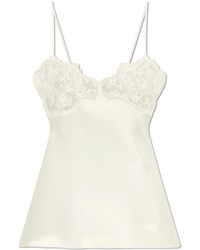 Chloé - Silk Top With Lace Insert - Lyst