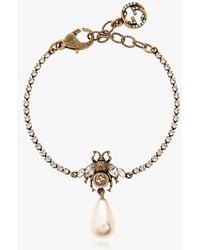 Gucci - Bee Bracelet With Pearl - Lyst