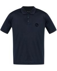 Giorgio Armani - Polo With A Logo And Velvety Finish - Lyst