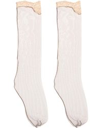 Valentino Garavani - Knee-High Socks With Lace Trim - Lyst