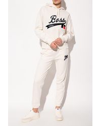 BOSS x Russell Athletic Sweatpants With Logo Patch - Natural