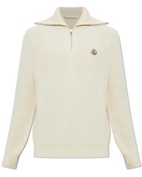 Moncler - Wool Turtleneck With Logo Patch - Lyst