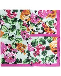 KENZO - Silk Scarf With Floral Motif - Lyst