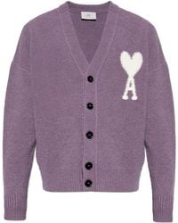 Ami Paris - Cardigan With Logo - Lyst