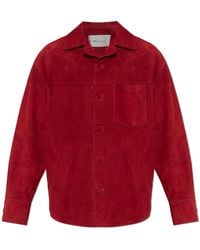 Ami Paris - Suede Jacket With Embroidered Logo - Lyst