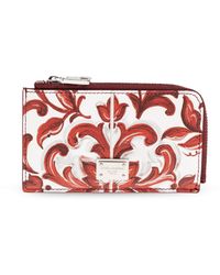 Dolce & Gabbana - Leather Card Holder With "Majolica" Print - Lyst