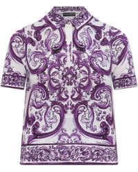 Dolce & Gabbana - Silk Polo Shirt With "Majolica" Print - Lyst