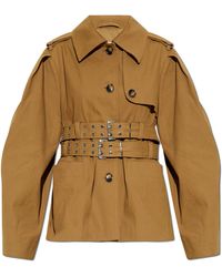 Ganni - Short Trench Coat With Straps - Lyst