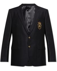 Dolce & Gabbana - Wool Blazer With Appliqué - Lyst