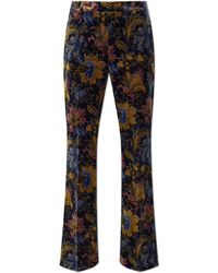 Etro - Velvet Trousers With A Floral Motif - Lyst