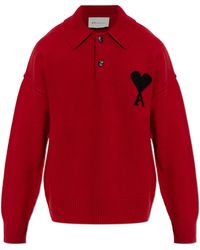 Ami Paris - Wool Long-Sleeve Polo - Lyst