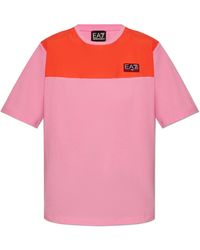 EA7 - T-Shirt With Logo Patch - Lyst