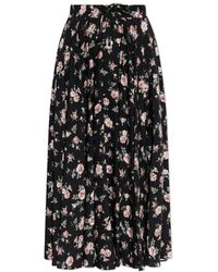 Dolce & Gabbana - Silk Skirt With Floral Motif - Lyst