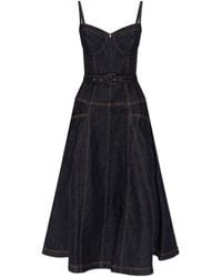 Self-Portrait - Denim Dress With Straps - Lyst