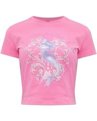 Versace Jeans Couture - T-Shirt With Print And Shimmering Sequins - Lyst