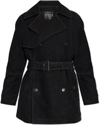 Balenciaga - Suede Trench Coat With Belt - Lyst