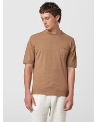 Alpha Studio - T-shirt girocollo in lino e cotone - Lyst